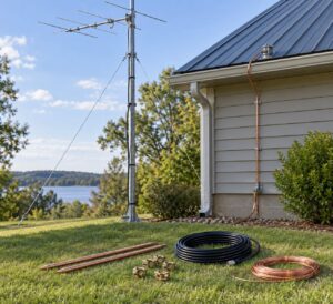 how to ground a ham radio antenna system safely
