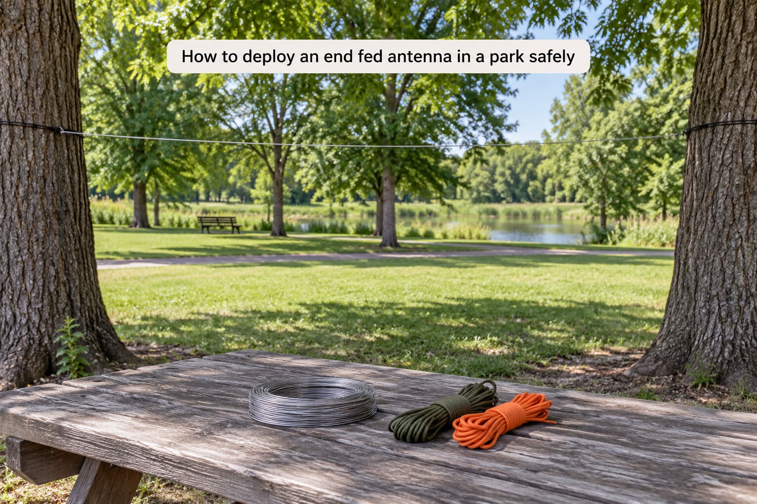 How to deploy an end fed antenna in a park safely